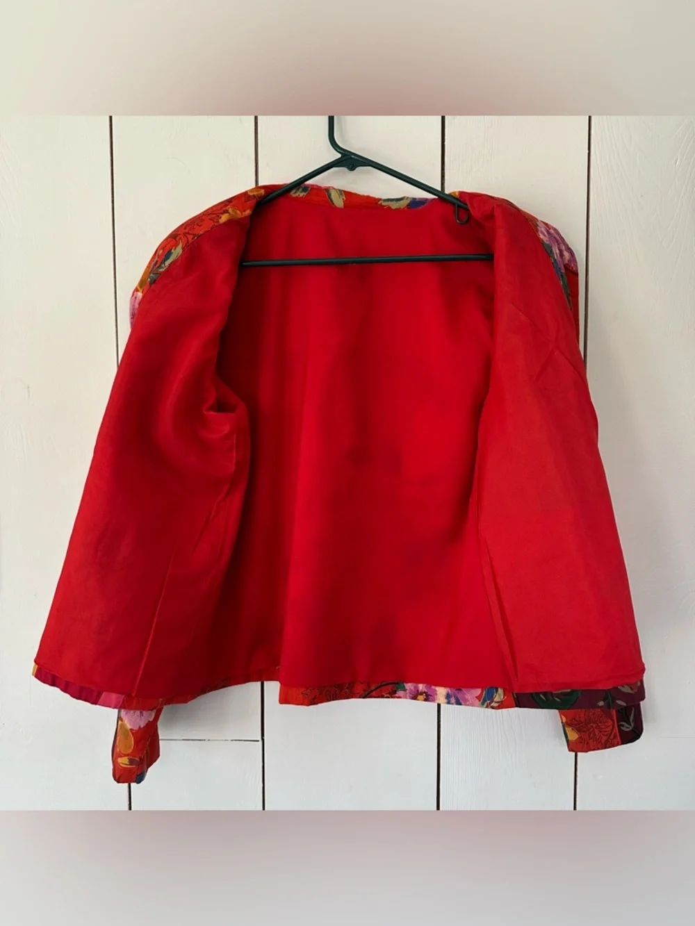 Vintage 90s Embroidered Patchwork Jacket Sz L Multicolor Art-to-Wear Maximalist